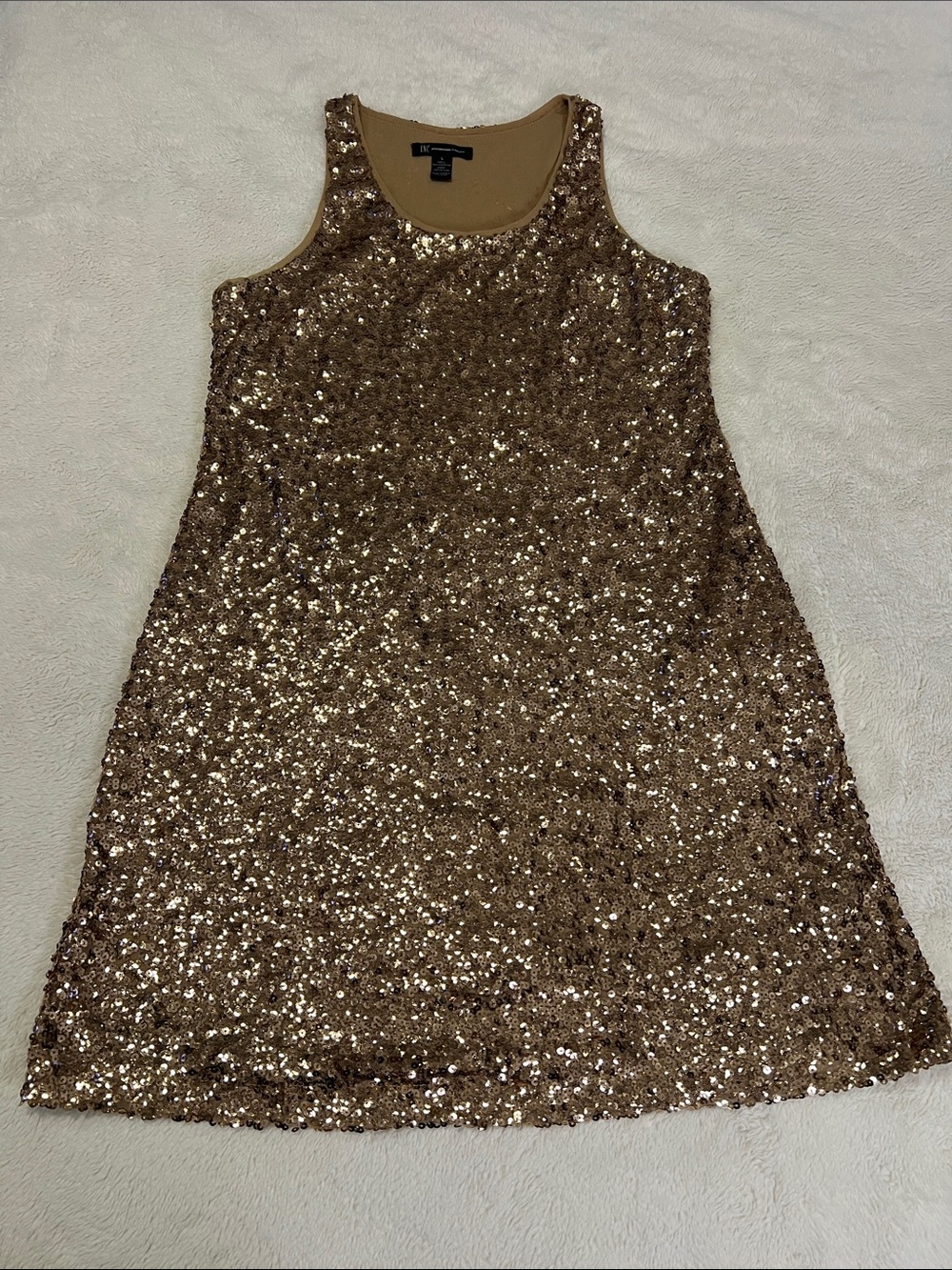 INC International Concepts Girls Gold Sequin Tank Dress. Size Large